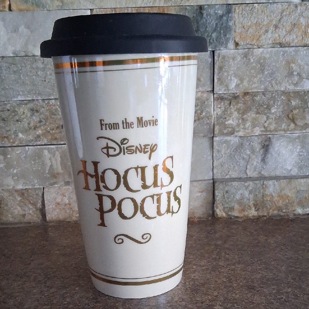 New !! Disney Hocus Pocus Mug - Black and Cream With Silicone Lid